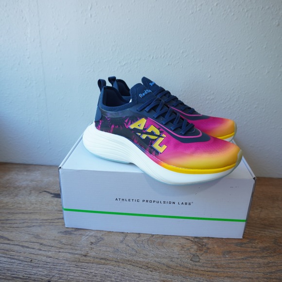 Athletic Propulsion Labs Shoes - APL Women's 10 Podium Red Bull Racing Pink Yellow New Sunset Palm Running Shoes